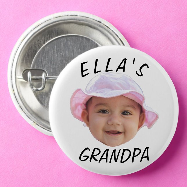 Benutzerdefiniertes Babygesicht Foto Text Opa Button (Von Creator hochgeladen)
