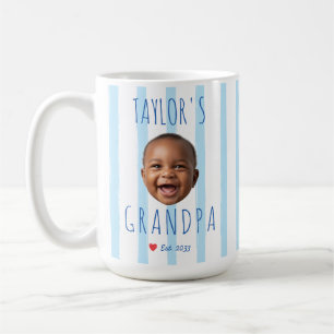 Benutzerdefiniertes Babygesicht Opa Foto Blaue Str Kaffeetasse