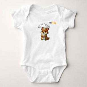 Benutzerdefiniertes [Babyname] Chibi-Tier-Herz-Bod Baby Strampler