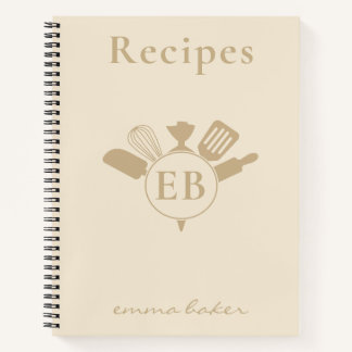 Benutzerdefiniertes Bäckerei-Beige-Rezeptbuch-Noti Notizbuch