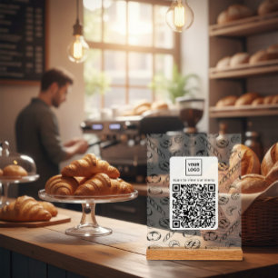 Benutzerdefiniertes Bäckerei-Muster QR-Code-Tischs Acrylschild