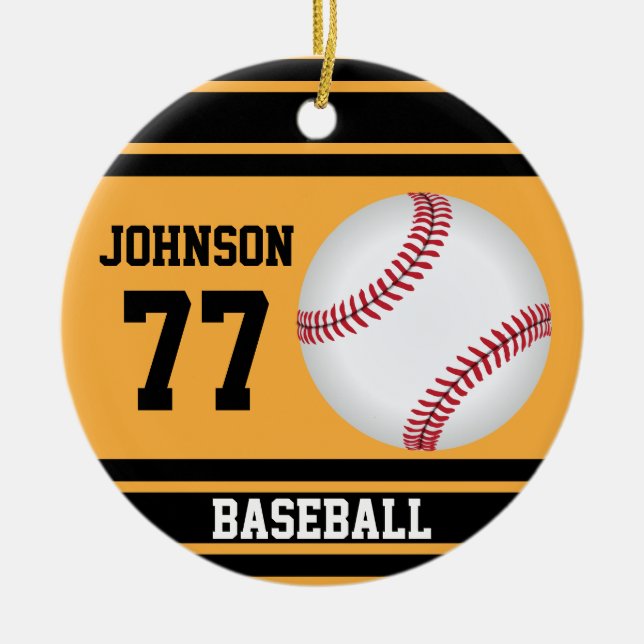 Benutzerdefiniertes Baseball | Gold und Schwarz Keramikornament (Vorne)