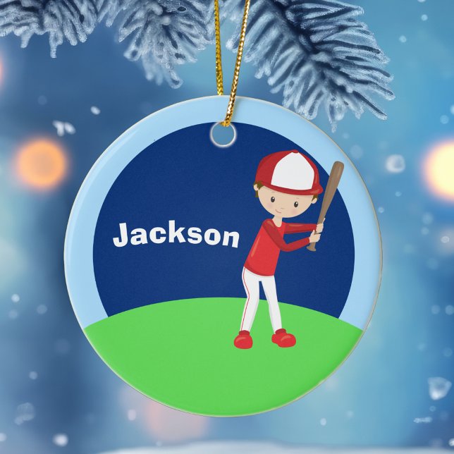 Benutzerdefiniertes Baseball Kind Keramikornament (Von Creator hochgeladen)
