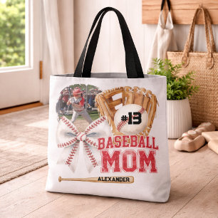 Benutzerdefiniertes Baseball-Mama-Name-Foto Tasche