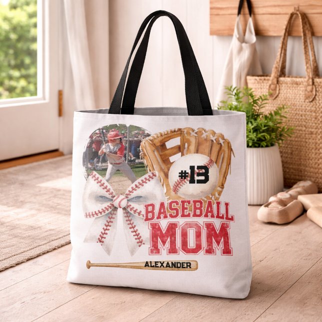 Benutzerdefiniertes Baseball-Mama-Name-Foto Tasche (Von Creator hochgeladen)