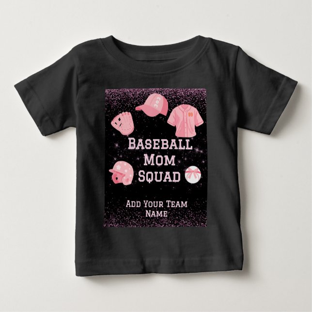 Benutzerdefiniertes Baseball-Mama-Quadrat mit Team Baby T-shirt (Vorderseite)