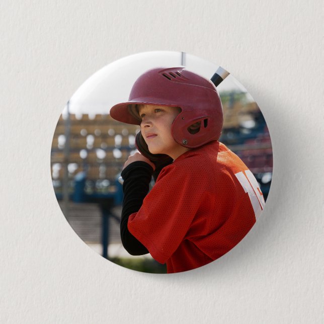 Benutzerdefiniertes Baseball-Sportfoto-Junge  Button (Vorderseite)
