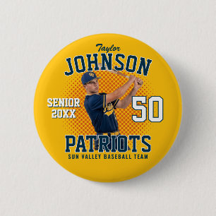 Benutzerdefiniertes Baseball-Team-Foto Senior Nigh Button