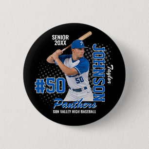 Benutzerdefiniertes Baseball-Team-Foto Senior Nigh Button