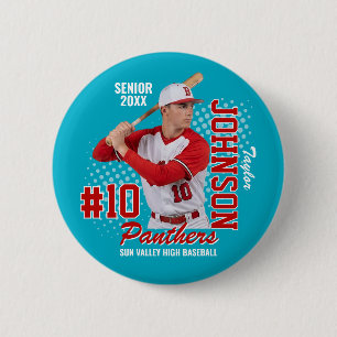 Benutzerdefiniertes Baseball-Team-Foto Senior Nigh Button