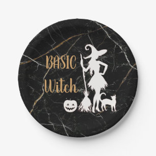 Benutzerdefiniertes BASIC HEXE mit Katze Lustig Co Pappteller