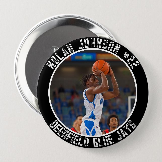 Benutzerdefiniertes Basketball-Spieler-Schulmaskot Button (Vorne & Hinten)