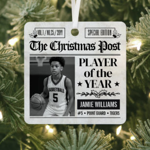 Benutzerdefiniertes Basketball-Weihnachtszeitungsf Ornament Aus Metall