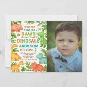 Benutzerdefiniertes bearbeitbares Dino Party Einla Feiertagskarte