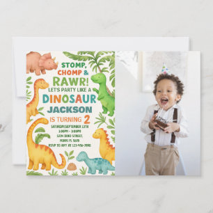 Benutzerdefiniertes bearbeitbares Dino Party Einla Feiertagskarte