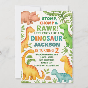 Benutzerdefiniertes bearbeitbares Dino Party Einla Feiertagskarte