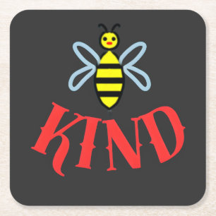 Benutzerdefiniertes Bee Kind Personalisiertes Gesc Rechteckiger Pappuntersetzer