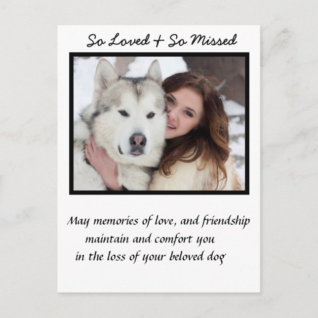 Benutzerdefiniertes Beileid für die Dog-Memorial Postkarte (Vorderseite)