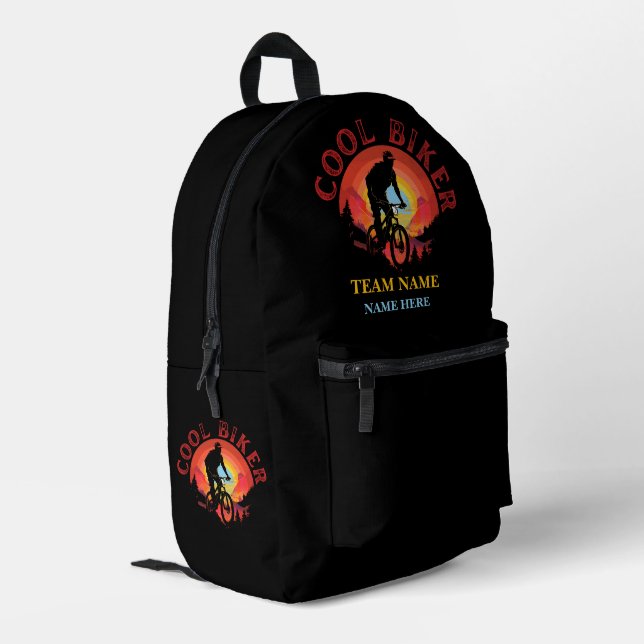 Benutzerdefiniertes Benennen des Coolen Fahrradtea Bedruckter Rucksack (Rückseitige Ecke links)