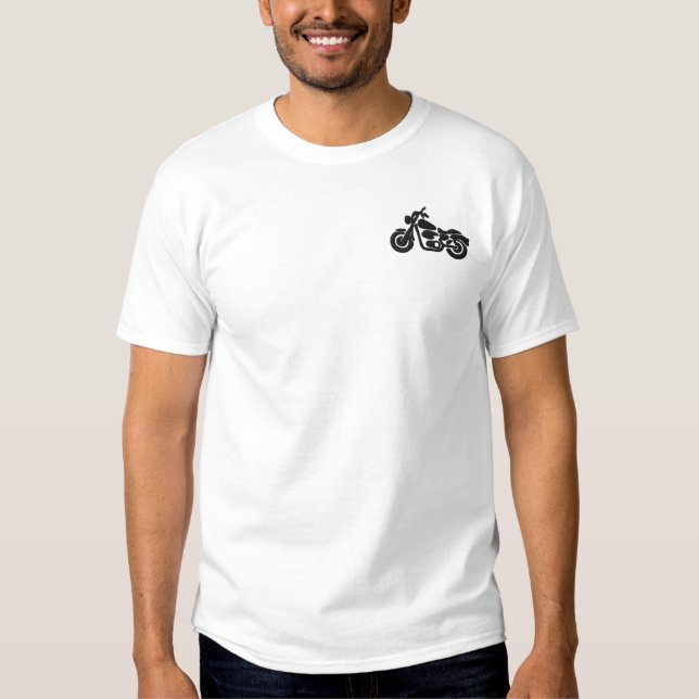 Benutzerdefiniertes Bikerdesign Besticktes T-Shirt (Vorderseite)