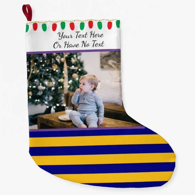 Benutzerdefiniertes Bild/Text Blue Gold W.V. Strei Großer Weihnachtsstrumpf (Vorderseite)