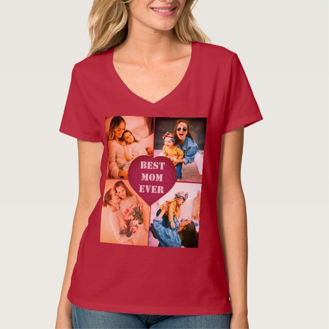 Benutzerdefiniertes Bild x4 und Text T-Shirt (Vorderseite)