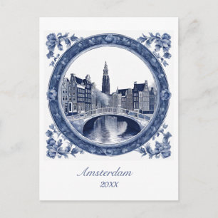 Benutzerdefiniertes Blau Delft Amsterdam  Postkarte