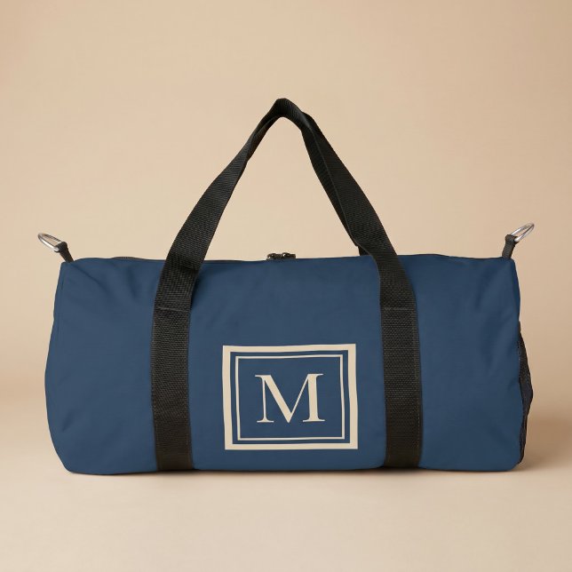 Benutzerdefiniertes Blau & Vanille-Rahmen-Monogram Duffle Bag (Von Creator hochgeladen)