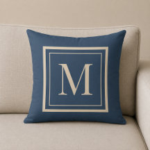 Benutzerdefiniertes Blau & Vanille-Rahmen-Monogram
