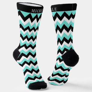 Benutzerdefiniertes Blau Weiß Schwarz Chevron-Must Socken