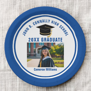 Benutzerdefiniertes blaues Abschlussfoto 2026 Absc Pappteller