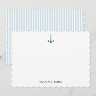 Benutzerdefiniertes blaues Anker-Logo-nautisches S Dankeskarte