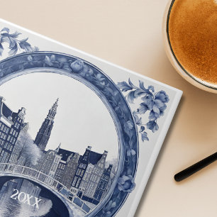 Benutzerdefiniertes Blaues Delft Amsterdam Souveni Fliese