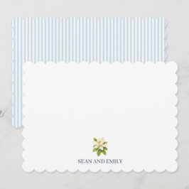 Benutzerdefiniertes blaues Magnolienblumen-Logo Dankeskarte