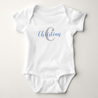 Benutzerdefiniertes blaues Namens- und graues Anfa Baby Strampler