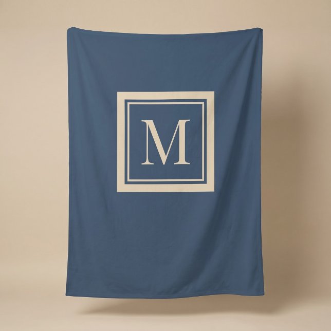 Benutzerdefiniertes blaues und Vanille-Monogramm m Fleecedecke (Von Creator hochgeladen)