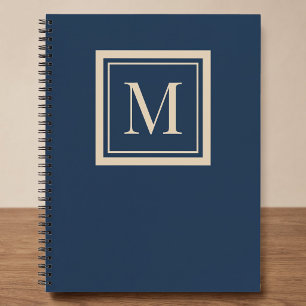Benutzerdefiniertes blaues und Vanille-Monogramm m Notizbuch