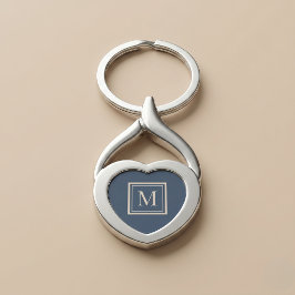 Benutzerdefiniertes blaues und Vanille-Monogramm m Schlüsselanhänger