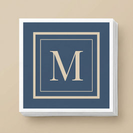 Benutzerdefiniertes blaues und Vanille-Monogramm m Serviette