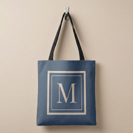 Benutzerdefiniertes blaues und Vanille-Monogramm m Tasche