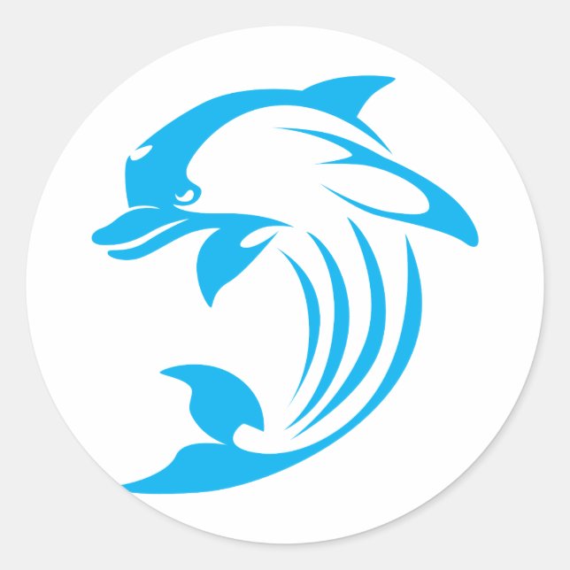 Benutzerdefiniertes Blue-Delphin-Logo Runder Aufkleber (Vorderseite)