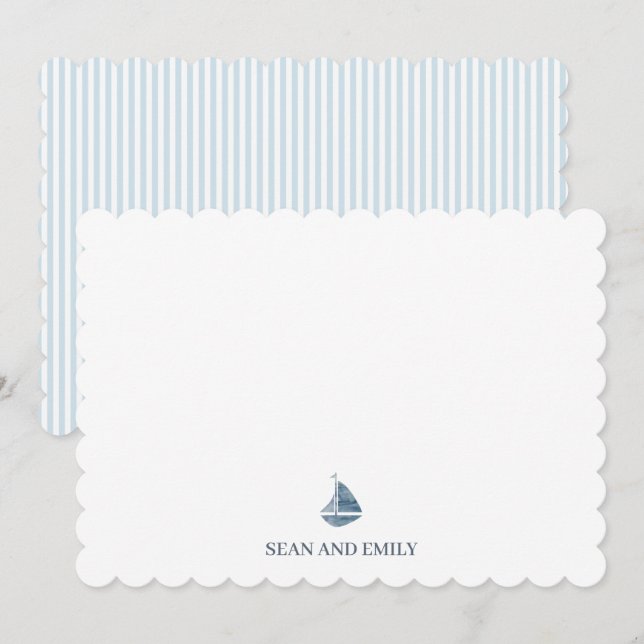 Benutzerdefiniertes Blue Sailboat Logo Nautic Dankeskarte (Vorne/Hinten)