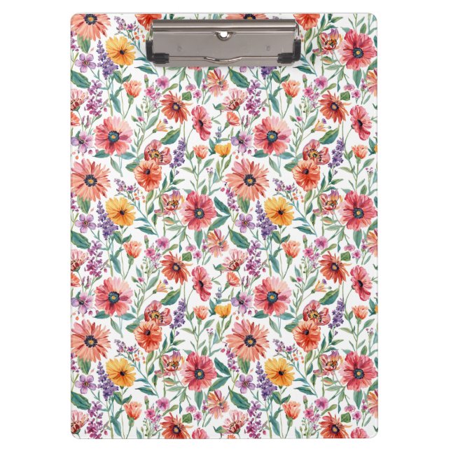 Benutzerdefiniertes Blumenmuster-Clipboard  Klemmbrett (Vorderseite)