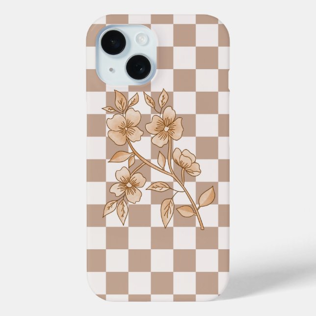 Benutzerdefiniertes Blumenmuster iPhone 15 Hülle (Rückseite)
