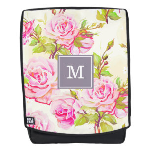 Benutzerdefiniertes Blumenmuster, Monogramm-Backpa Rucksack