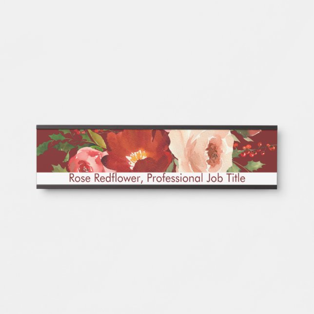 Benutzerdefiniertes Blumenzeichen Rose Bürourkunde Türschild (Vorderseite )