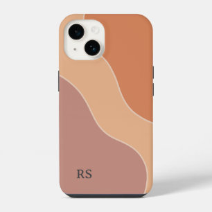 Benutzerdefiniertes Boho-Pastellwellen-Monogramm S iPhone 14 Hülle