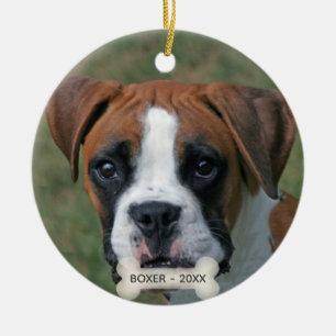 Benutzerdefiniertes Boxerhund-Foto Keramik Ornament