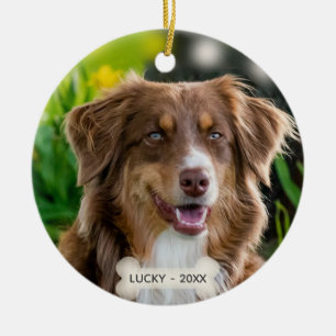 Benutzerdefiniertes braunes Schäferhund-Foto Keramik Ornament