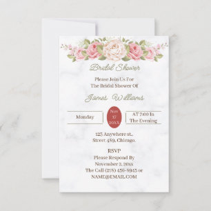 Benutzerdefiniertes Brautparty für Elegante Rose B Einladung